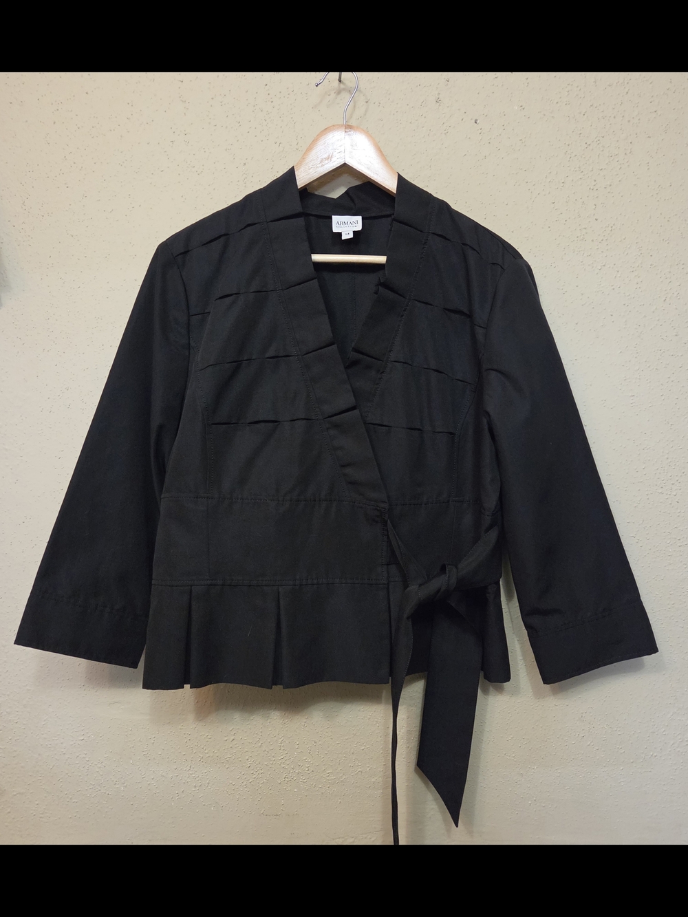 Armani Collezioni Black Wrap Jacket Womens 14 Workwear